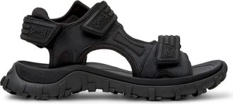 Camper Zwarte platte sandalen voor mannen - Heren - Sandalen - Zwart - 42 EU - Leer - Schoenen