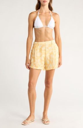Vitamin A The Getaway Linen Cover-Up Shorts in Creamsicle at Nordstrom, Size X-Small