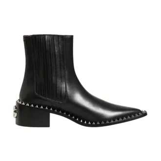 Dolce & Gabbana Cowboy Boots, male, Black, Size: 6 US Black Studded Leather Mens Short Boots