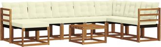 vidaXL Conjunto De Sof&aacute;s De Exterior 9 Uds. Natural Y Crema Vidaxl