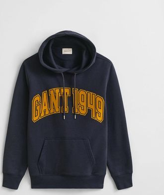 GANT Mens GANT Mens Graphic Hoodie - 433 Evening Blue - Navy - Size: 40