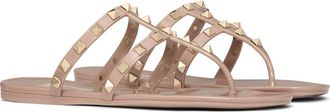 Valentino Garavani Rockstud T-Strap Flat Sandal in Poudre at Nordstrom, Size 6Us