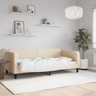 vidaXL Sof&aacute; Cama Sin Colch&oacute;n Tela Crema 90x200 Cm Vidaxl