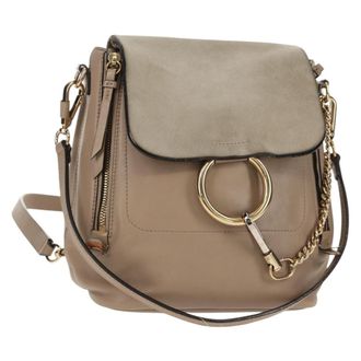 Chlo&eacute; Faye Backpack Leather And Suede Beige Suede Backpack Bag (Pre-Owned)
