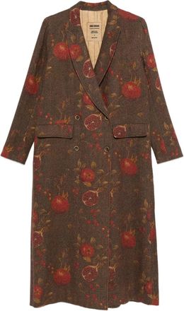 Uma Wang Cappotto Doppiopetto Con Stampa Melograno-Donna