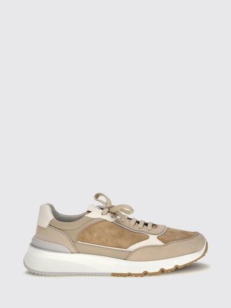 Brunello Cucinelli Bicolor Suede and Leather Low-Top Sneakers with Serrated Sole