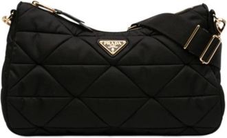 Prada Pre-owned Cross Body Bags, female, Black, Size: ONE SIZE Pre-owned Quilted Nylon Crossbody Bag