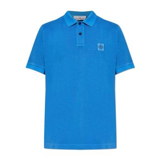 Stone Island Polo Shirts, male, Blue, Size: 2XL Polo Shirt with Logo Patch