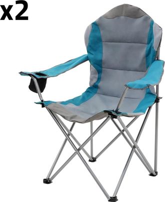 ECD Germany Set de 2 silla plegable de camping con bolsa gris y azul