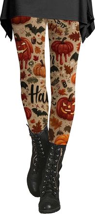 Generic Halloween Workout Leggings Women - High Waist Squat-Proof Fabric | Witch & Bat Print Designs | Moisture Wicking for Gym, Running & Pumpkin Patch Walks