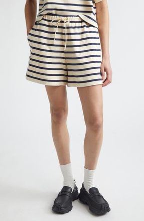 Moncler Stripe Cotton Shorts in Blue/Ivory at Nordstrom, Size X-Small