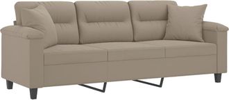 vidaXL Vidaxl - Sof&aacute; De 3 Plazas Con Cojines Tela Microfibra Gris Taupe 180 Cm