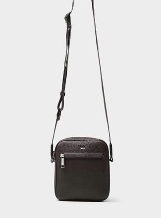 BOSS Mens Pebbled faux leather shoulder bag
