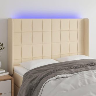 vidaXL Cabecero Con Led De Tela Color Crema 147x16x118/128 Cm Vidaxl