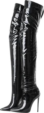 Generic Womens Over The Knee Sexy Boots Stiletto Pointed Toe Rear Zipper Bright Leather Boots