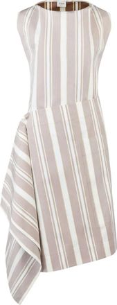 Tod's striped asymmetric shift dress - Neutrals