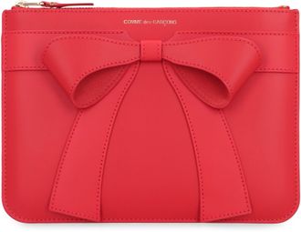 Comme Des Gar&ccedil;ons Womens Leather Pouch Red Calf Clutch Bags
