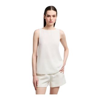 Emporio Armani Blouses, female, White, Size: 2XL Sleeveless Top