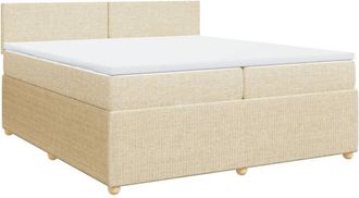 vidaXL Cama Box Spring Con Colch&oacute;n Tela Color Crema 200x200 Cm Vidaxl