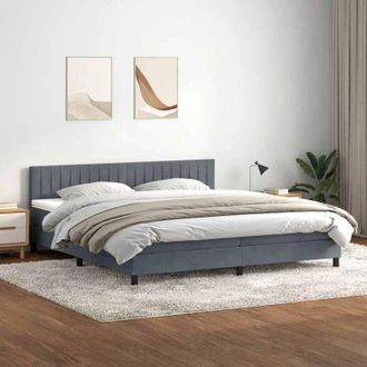 vidaXL Cama Box Spring Con Colch&oacute;n Terciopelo Gris Oscuro 180x220 Cm Vidaxl