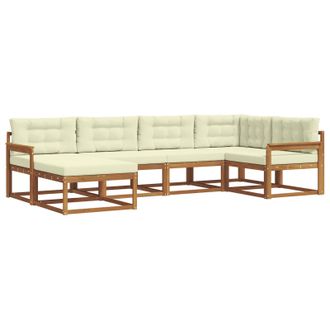 vidaXL Conjunto De Sof&aacute;s De Exterior Con Coj&iacute;n 6 Pcs Natural Y Crema Vidaxl