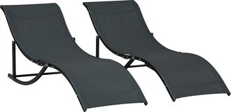 OUTSUNNY 2 Tumbonas Plegables En Forma De S Ergon&oacute;mica Con Marco De Aluminio Texteline Para Piscina Patio Jard&iacute;n Terraza 165x61x63 Cm
