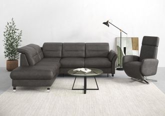 Sit&more Ecksofa »Grenoble L-Form mit Federkern« wahlweise mit Bettfunktion, Bettkasten, Arm- und Kopfteilverstellung