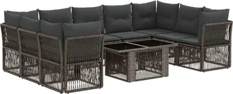 vidaXL Conjunto De Sof&aacute;s De Jard&iacute;n 10 Uds. Gris Rat&aacute;n Sint&eacute;tico Vidaxl