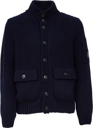 C.P. Company Button Lens Sweater With Ribbed Details And Flap Pockets