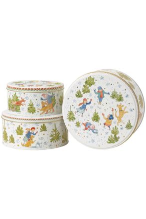 Hutschenreuther Keksdosenset, Mehrfarbig, Wei&szlig;, Keramik, 3-teilig, 24.5x12.7x24.5 cm, DIN EN ISO 14001, DIN EN ISO 9001, lebensmittelecht, K&uuml;chenzubeh&ouml;r, Vorratsbeh&auml;l