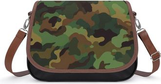 Generic Camouflage Green Pattern Womens Crossbody Bag Fashion Shoulder Handbags Message Tote Bag with Adjustable Strap