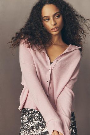 Pilcro The Alani Cashmere Mock-Neck Cardigan Sweater by Pilcro