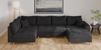 HOME AFFAIRE Wohnlandschaft »CHARRE U-Form mit Ottomane, Masse B/T/H: 310/161/81 cm« feine Steppung, lose Rücken- und Zierkissen, auch in Cord und Bouclé