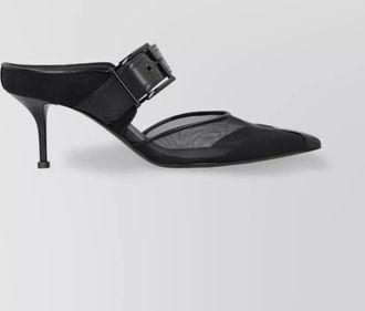 Alexander McQueen buckle mesh slip-on mules