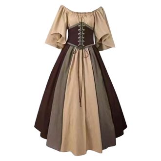 Generic Womens Vintage Elegant Lace up Halloween Gown Princess Dress Medieval Evening Party Prom Cocktail Renaissance Costume Dresses with Corset