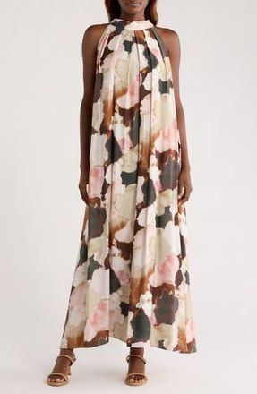 Melloday Print Sleeveless Maxi Dress in Brown Multi at Nordstrom Rack, Size X-Large