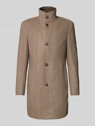 HUGO BOSS Slim Fit Wollmantel mit Fischgr&auml;tenmuster Modell HYDE in Taupe, Gr&ouml;&szlig;e 58