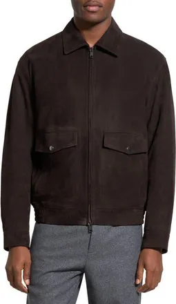 Theory Reece Leather Aviator Jacket in Brownwood at Nordstrom, Size Xx-Large
