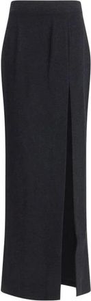 Alessandra Rich Falda Larga de Tweed con Abertura Lateral - Skirts - Mujer - Negro - S