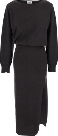 P.A.R.O.S.H. Boot-neck Gebreide Jurk - Dames - Kleedjes - Bruin - S - Wol - Kleedjes