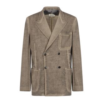 Maison Margiela Blazers, male, Brown, Size: L Wool Double-Breasted Jacket