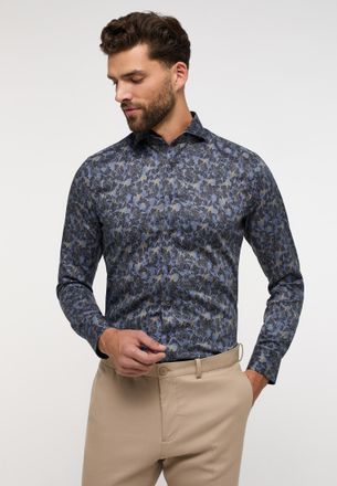 Eterna Langarmhemd ETERNA SLIM FIT, Herren, Gr. 39, N-Gr, blau (dunkelblau), Twill, 100% cotton, schmal, Manschette, Hemden Langarmhemd, NON IRON (b&uuml;gelfrei)