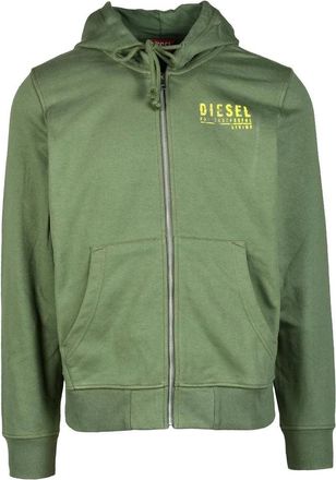 Diesel Green Cropped Zip-Up Sweatshirt