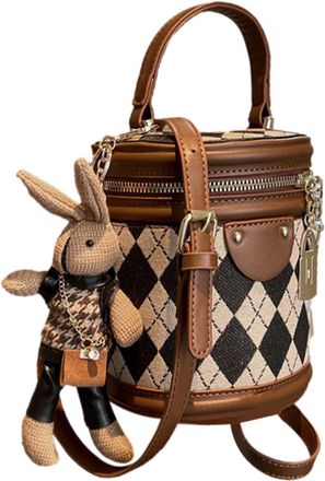 Generic Small Bucket Bag - PU Handbag, Large Capacity Fashionable-Bag | Multifunctional Shoulder Bag with Adjustable Strap and Spacious Interior for Travel Wo