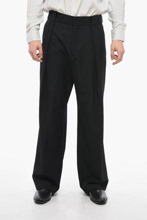 Balmain Pantaloni in Lana a Gamba Ampia con Pince Balmain
