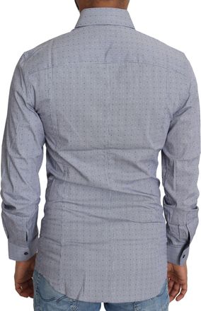 Dolce & Gabbana Gray Dotted Semi Fitted Formal SICILIA Mens Shirt