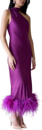 VASILIKI Liya One Sleeve Silky Maxi Dress in Amethyst at Nordstrom, Size Small
