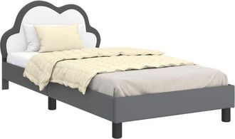 vidaXL Estructura De Cama Con Cabecera Gris Claro 90 X 200 Cm Pu Vidaxl
