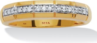 Palm Beach Jewelry Mens.15 TCW Diamond 18K Gold-Plated Sterling Silver Slit Band Ring