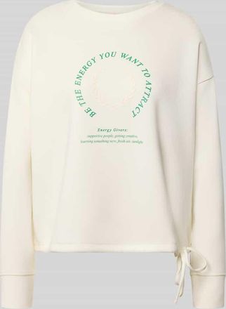 Christian Berg Sweatshirt mit B&auml;ndel und Frontprint in Offwhite, Gr&ouml;&szlig;e XXL